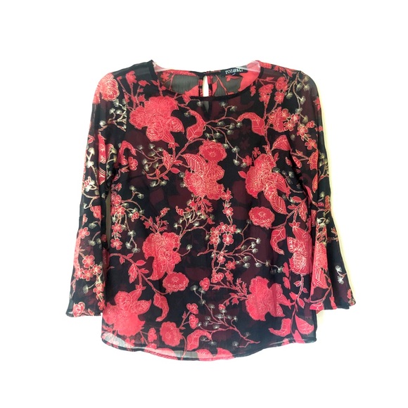 Roz & Ali Petite XS Sheer Blouse with Metallic Accents - Picture 2 of 16